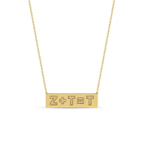 14k Pavé Diamond Initial Equation ID Necklace