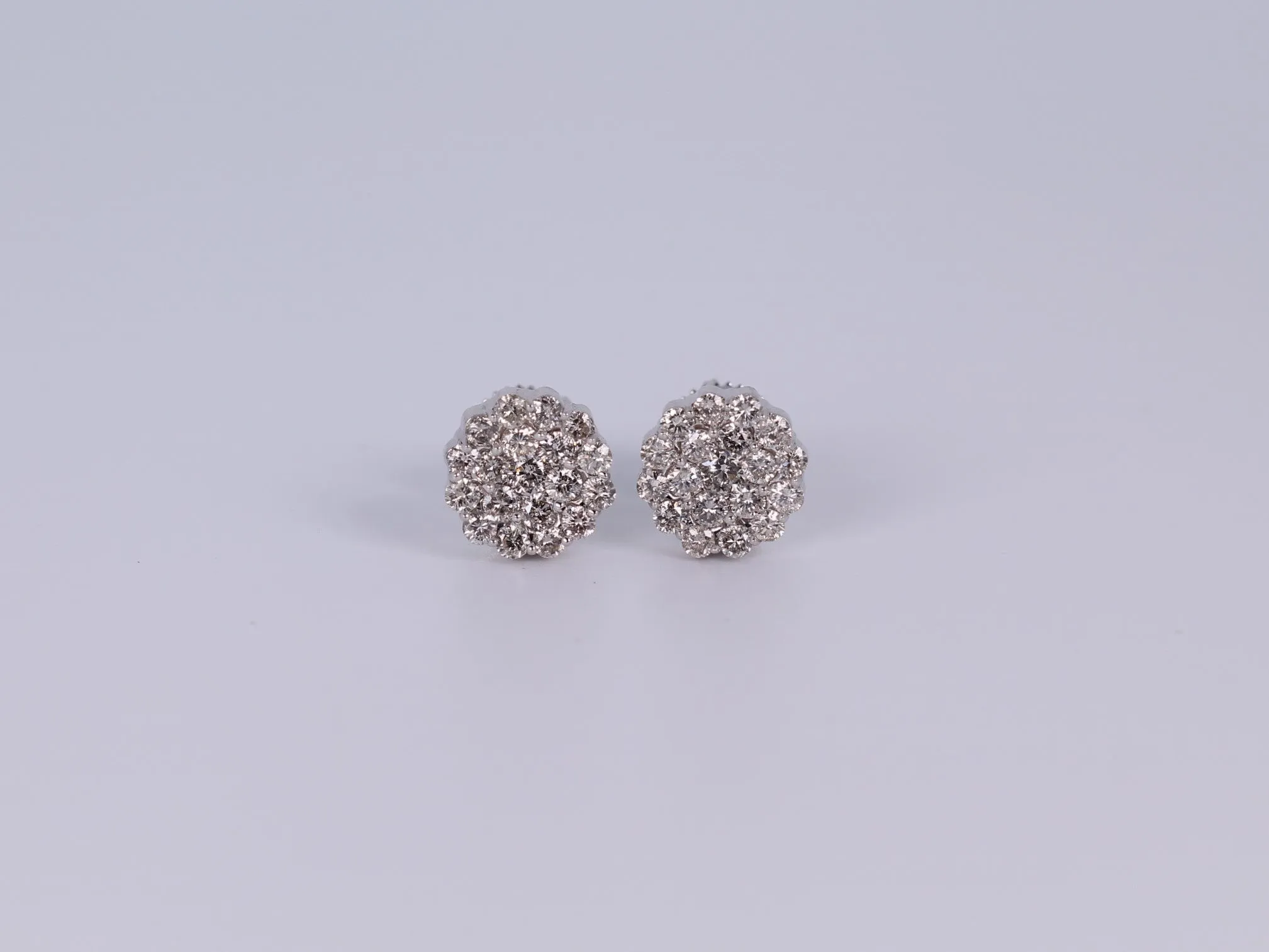 14K White Gold Round Earrings .900Ctw