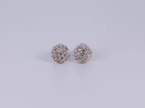 14K White Gold Round Earrings .900Ctw