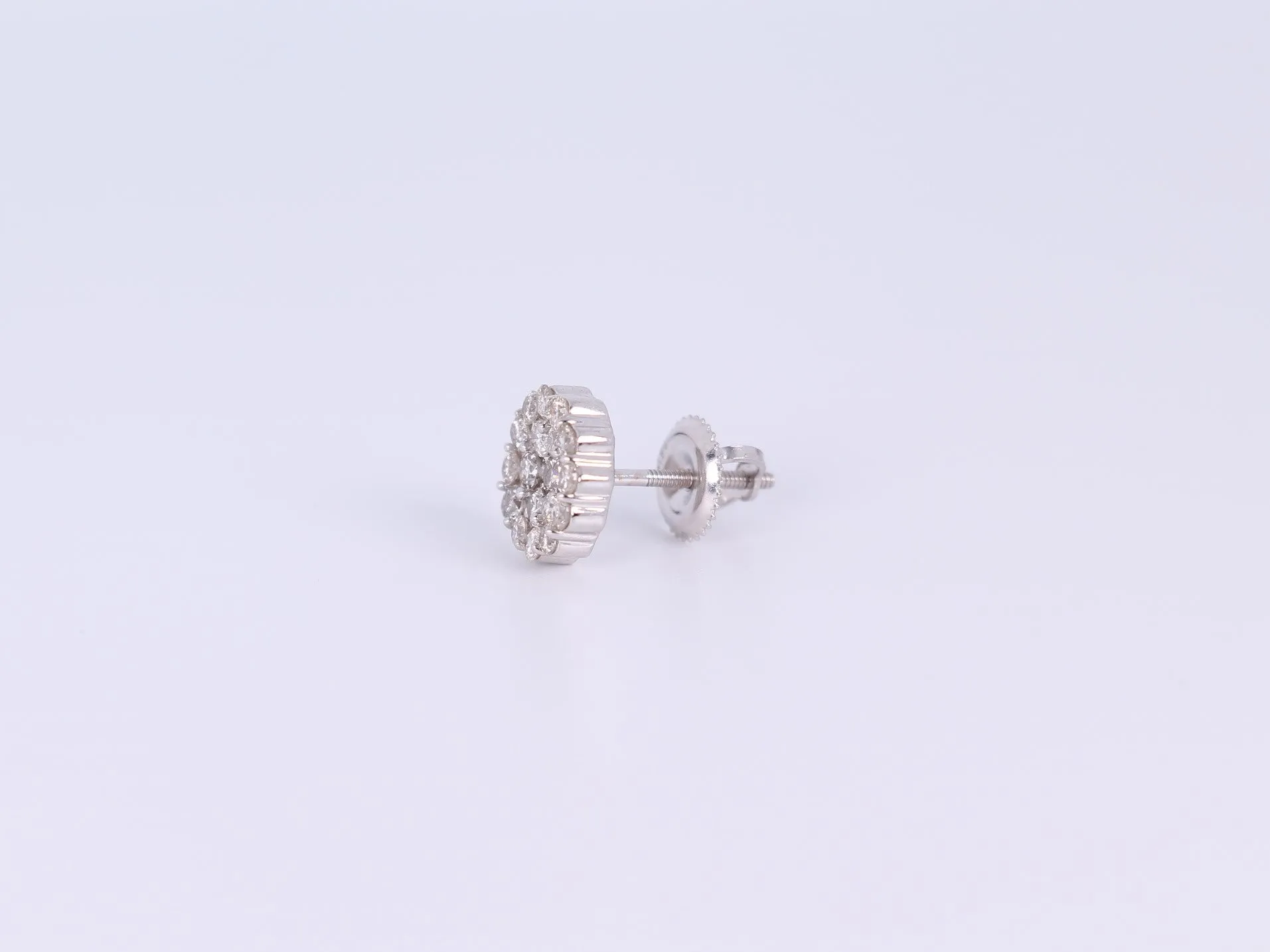 14K White Gold Round Earrings .900Ctw