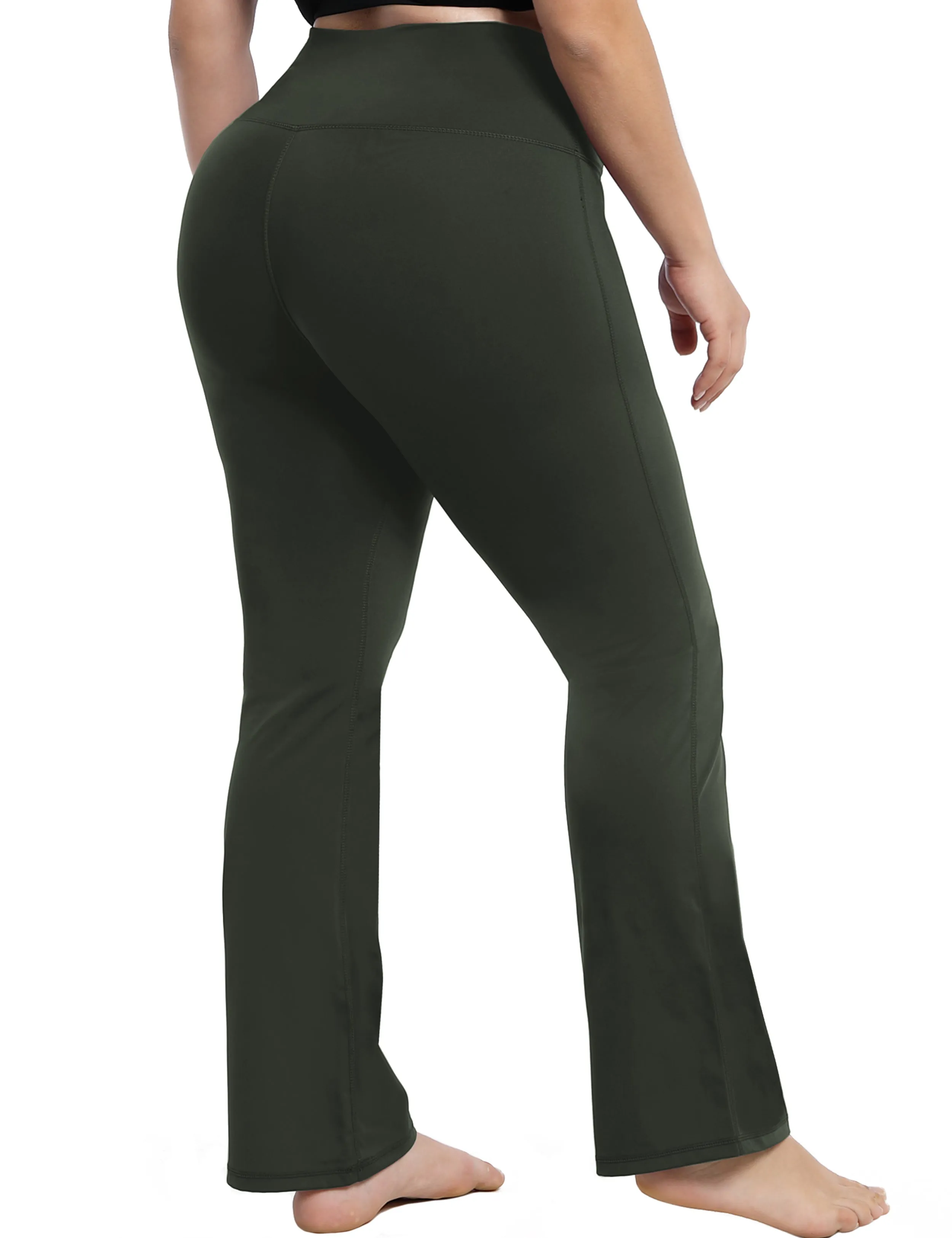 29" 31" 33" 35" 37" High Waist Bootcut Leggings Olivegray