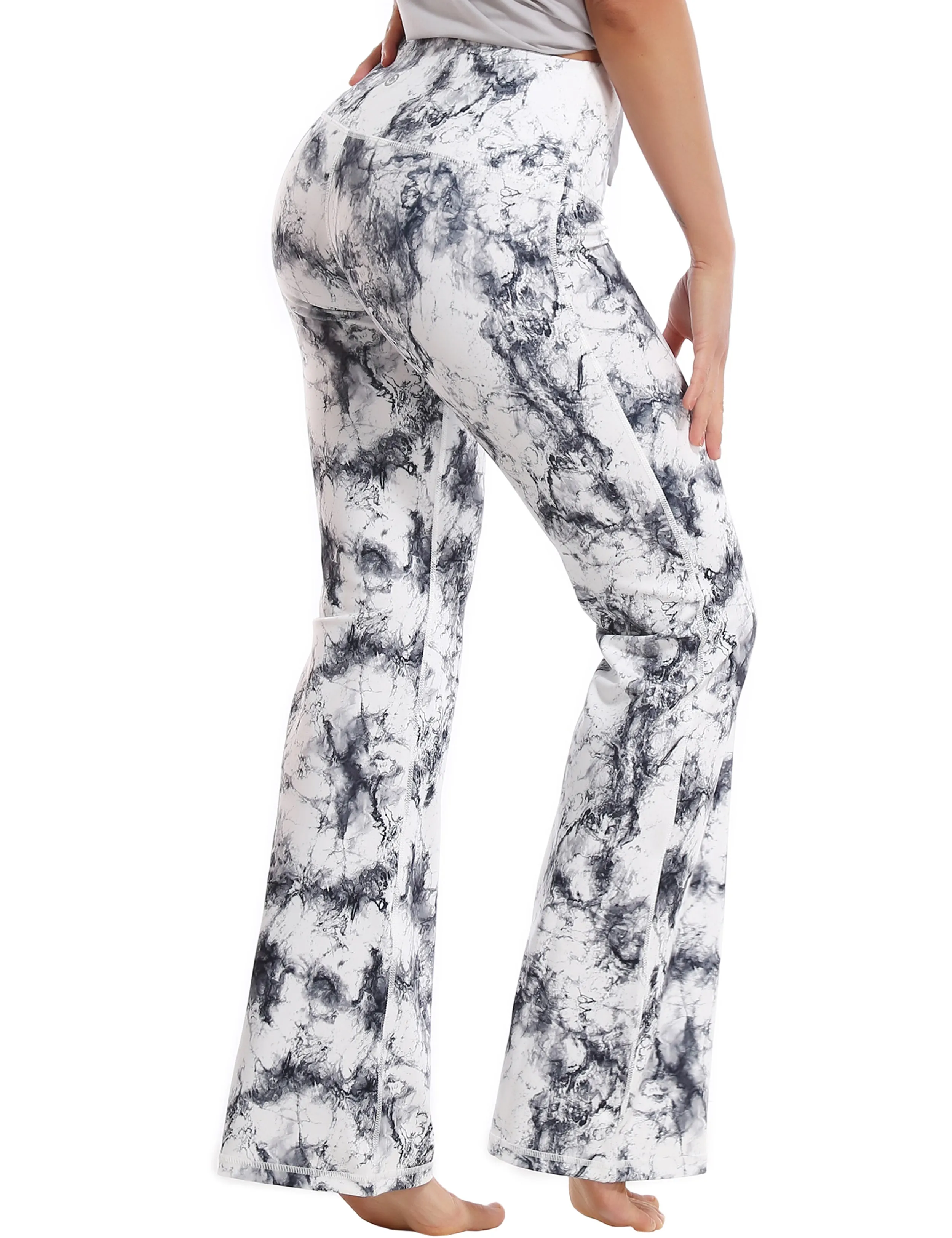 29" 31" 33" 35" 37" High Waist Printed Bootcut Leggings Arabescato