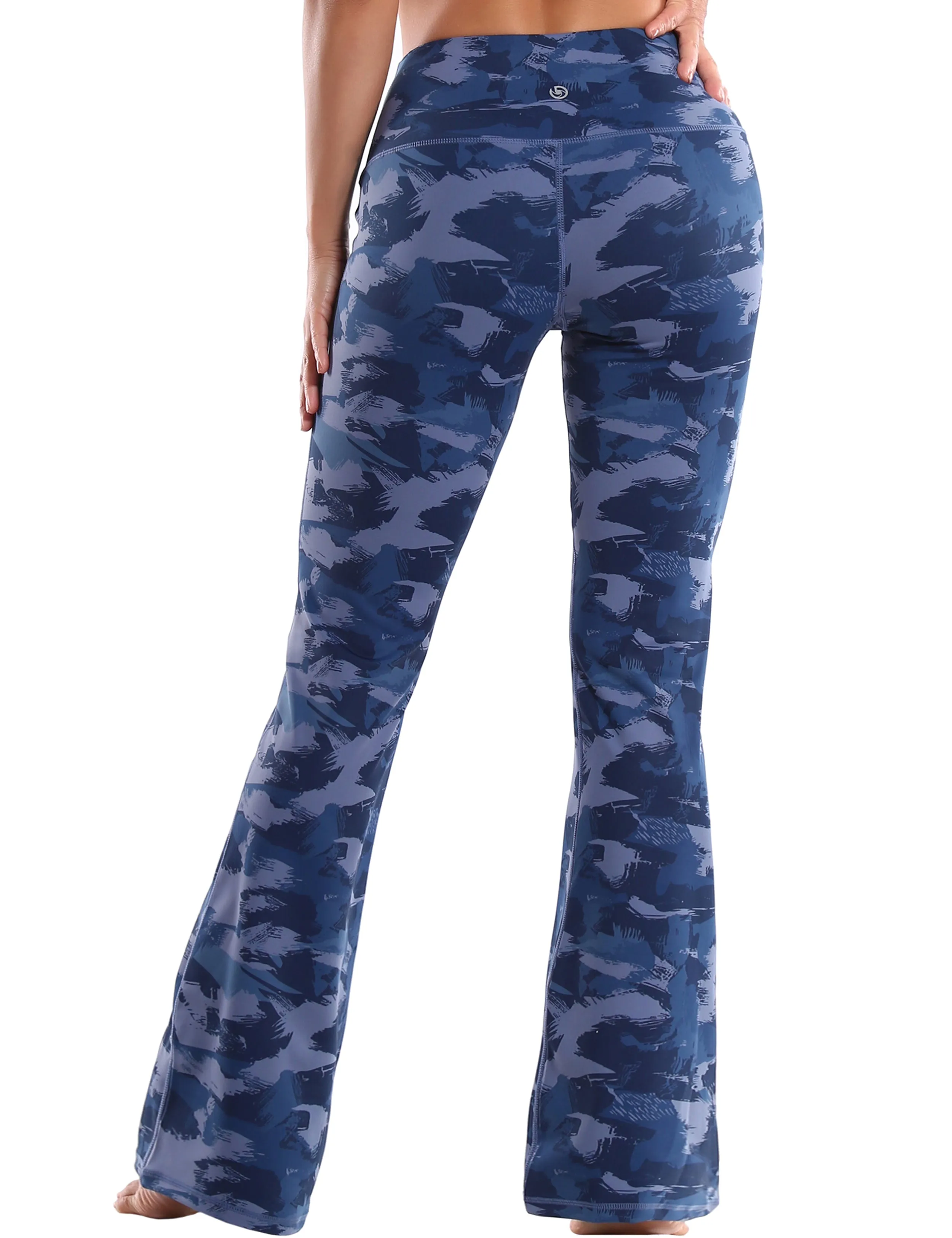 29" 31" 33" 35" 37" High Waist Printed Bootcut Leggings navy brushcamo