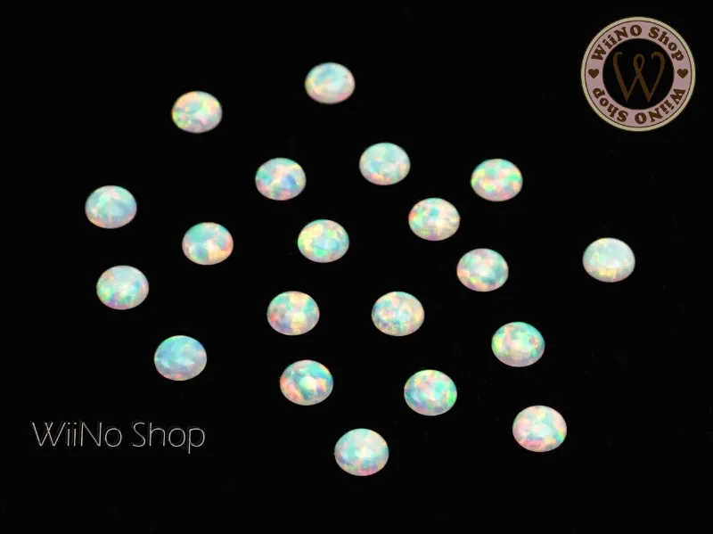 3mm White Opal Round Gemstone Cabochon -  3 pcs