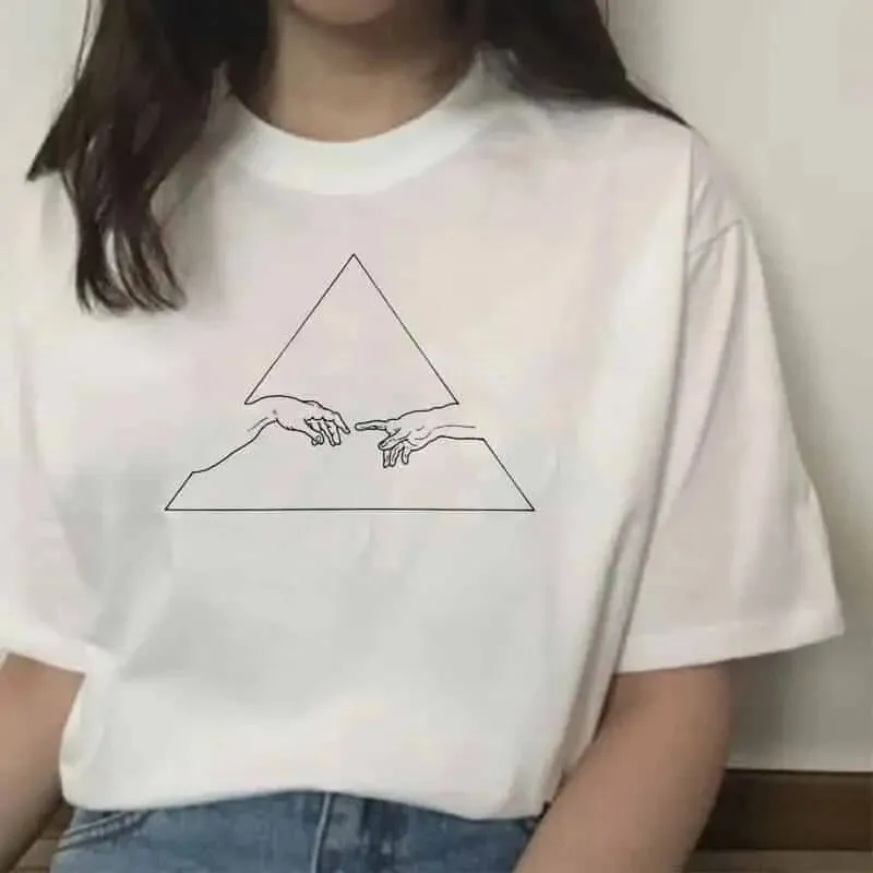 Aesthetic Printed T-shirt with Hands Graphic