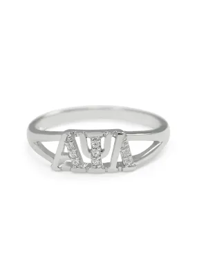 Alpha Psi Lambda Sterling Silver Rings with Simulated Diamonds