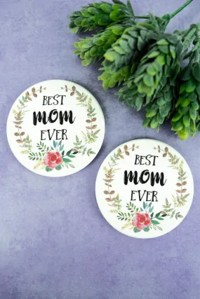 BEST MOM car coaster set of 2