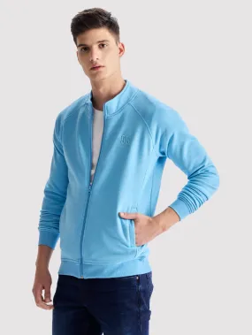 Blue Fleece High Neck Sweatshirt