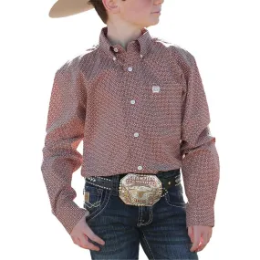 Boy's Cinch Brown Long Sleeve Button Down