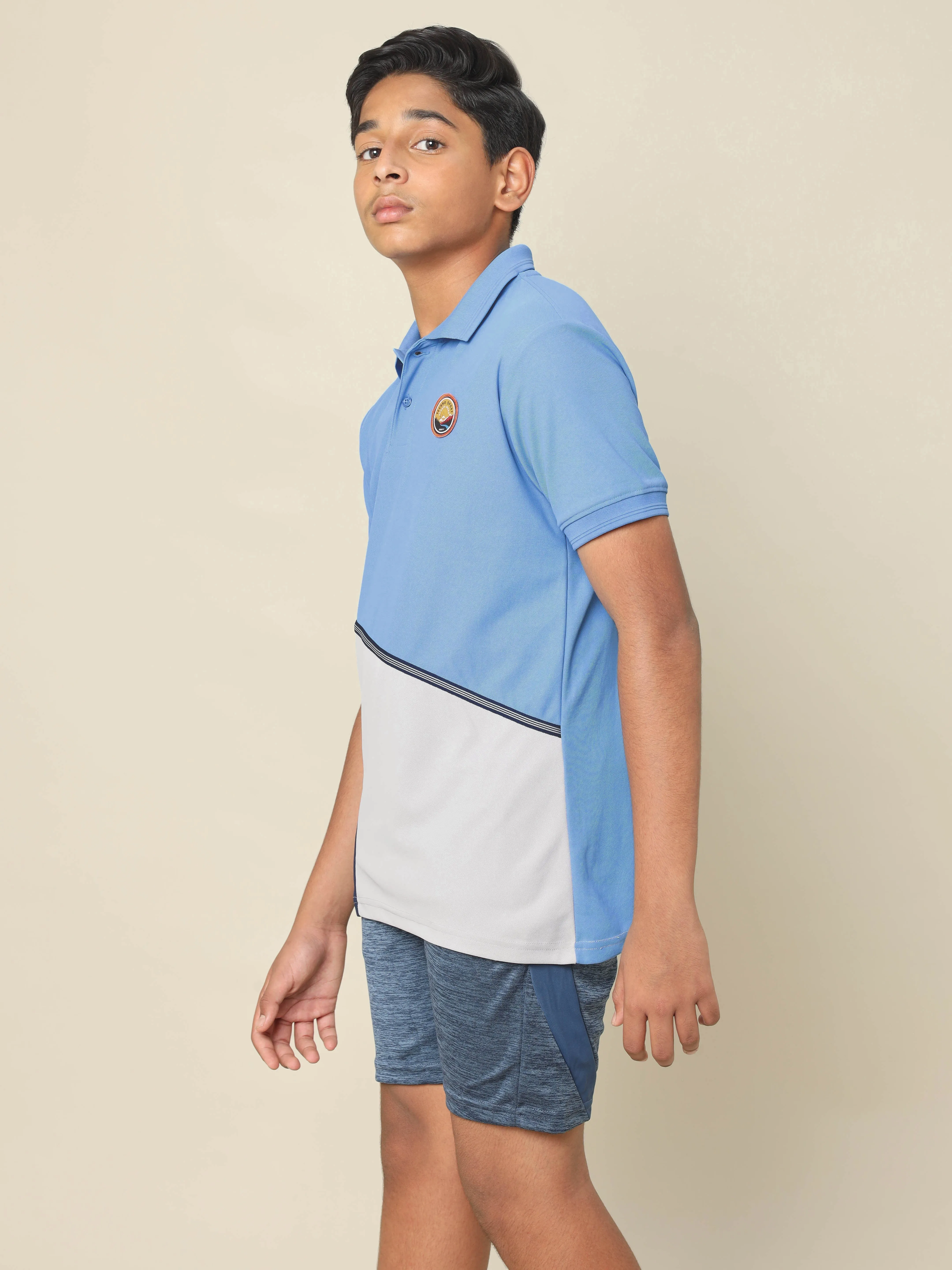 Boys Colorblock Slim Fit Polo T-shirt with MATPIQ