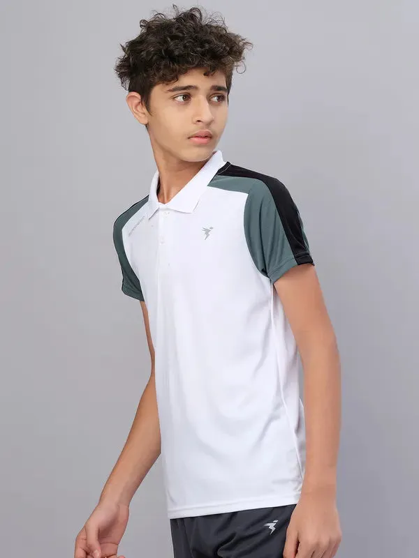 Boys Colorblock Slim Fit Polo T-shirt with TECHNO COOL