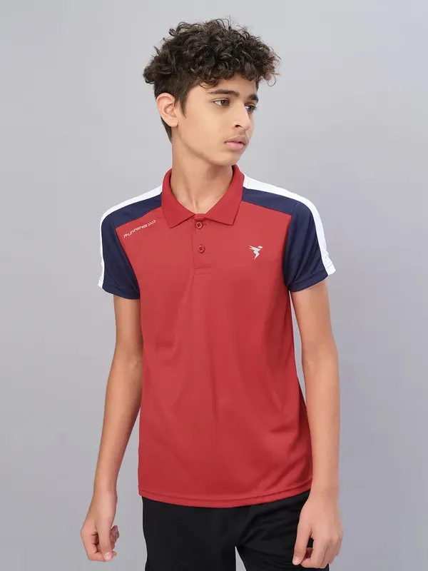 Boys Colorblock Slim Fit Polo T-shirt with TECHNO COOL