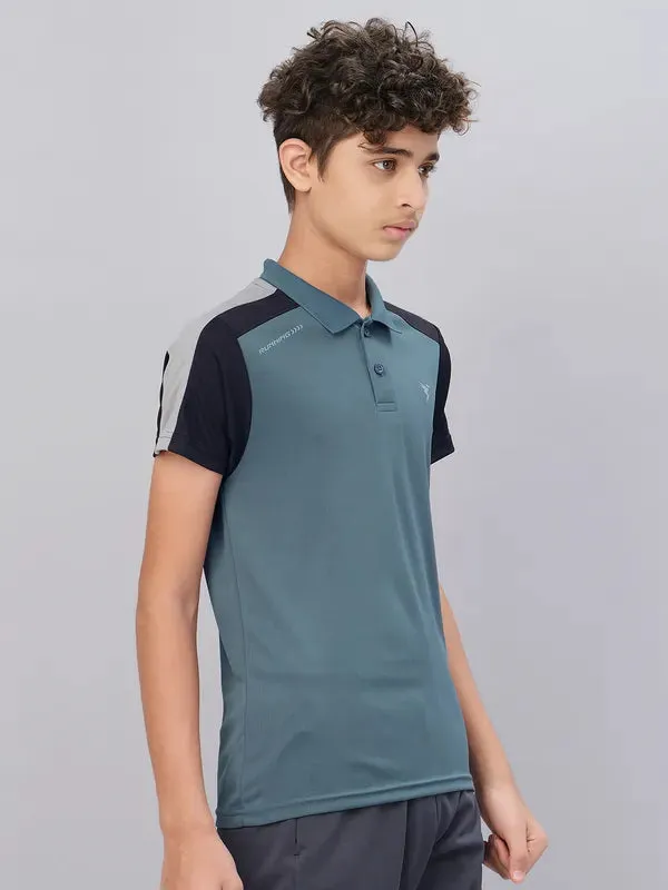 Boys Colorblock Slim Fit Polo T-shirt with TECHNO COOL