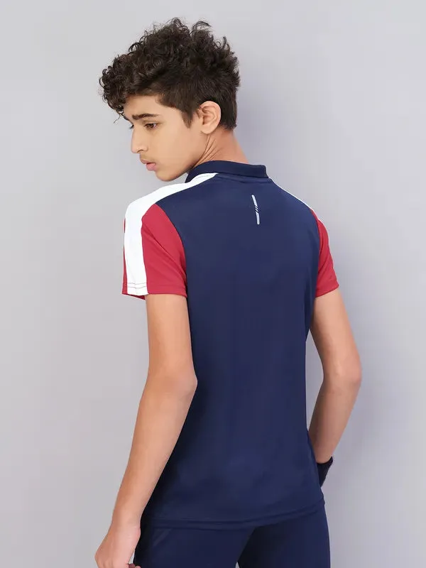 Boys Colorblock Slim Fit Polo T-shirt with TECHNO COOL