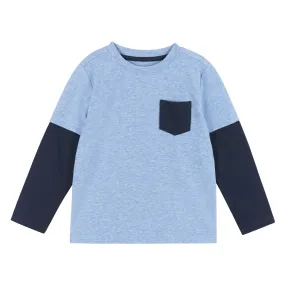 Boys Light Blue Pocket Tee