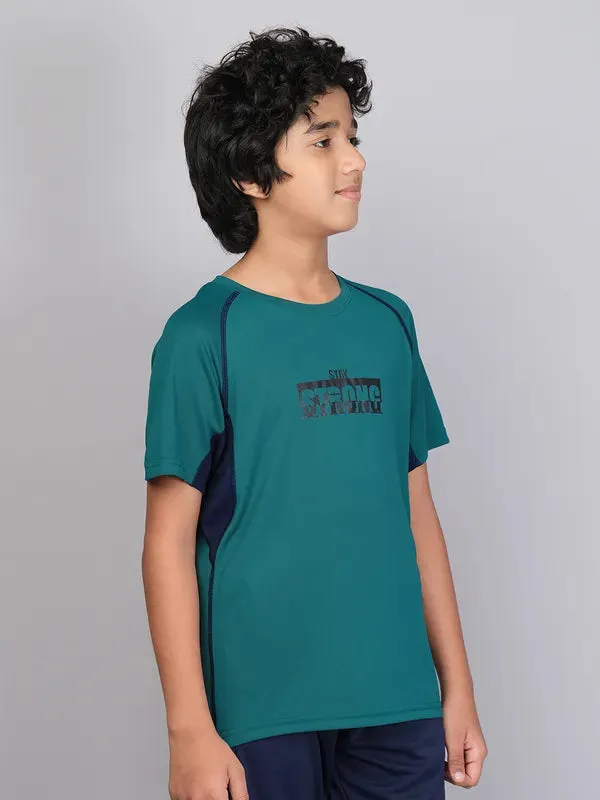 Boys Printed Slim Fit Crew Neck T-shirt with TECHNO COOL 