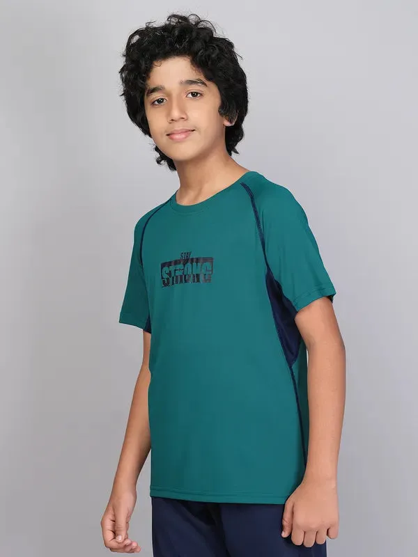 Boys Printed Slim Fit Crew Neck T-shirt with TECHNO COOL 