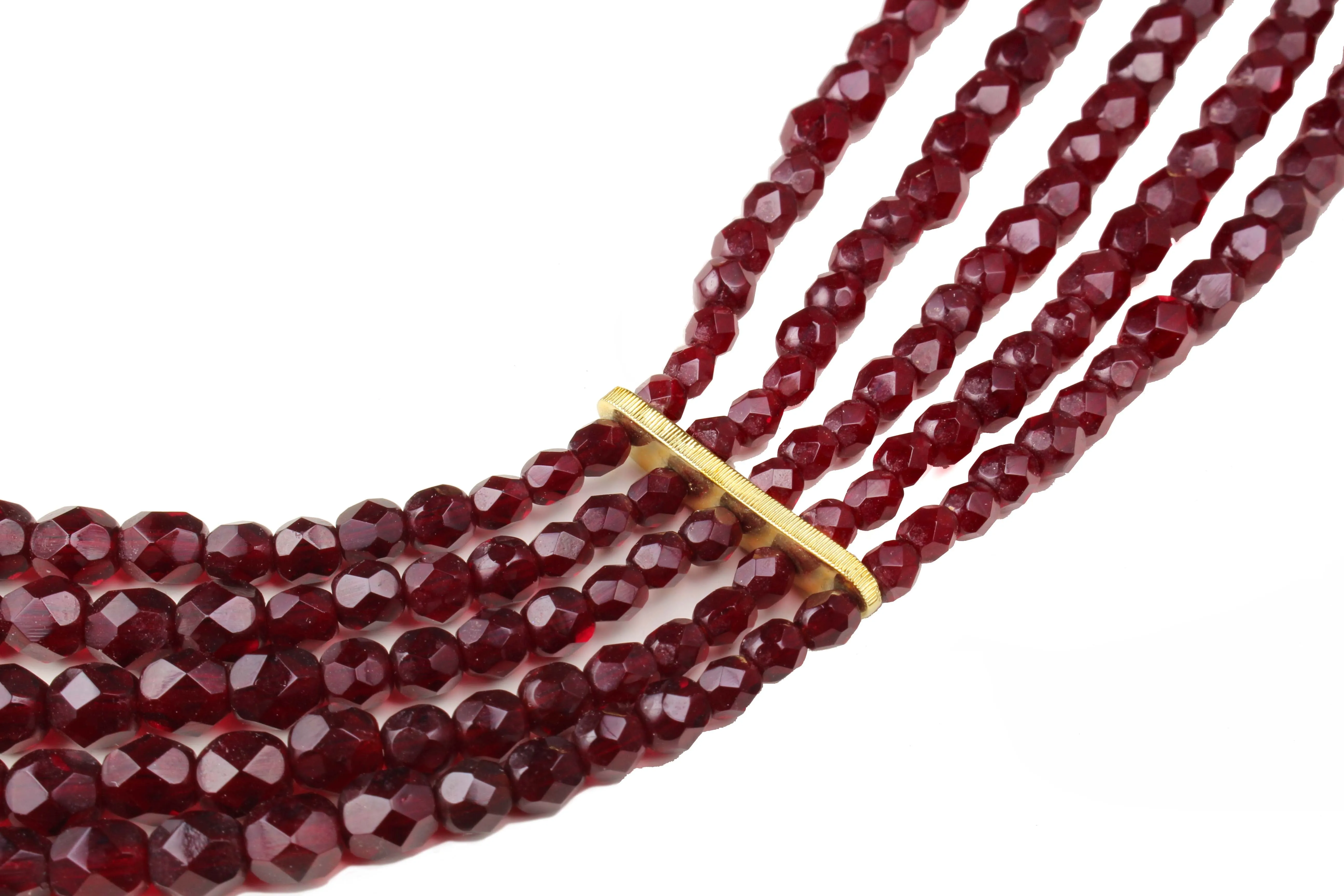 CHRISTIAN DIOR burgundy crystal faceted beads necklace