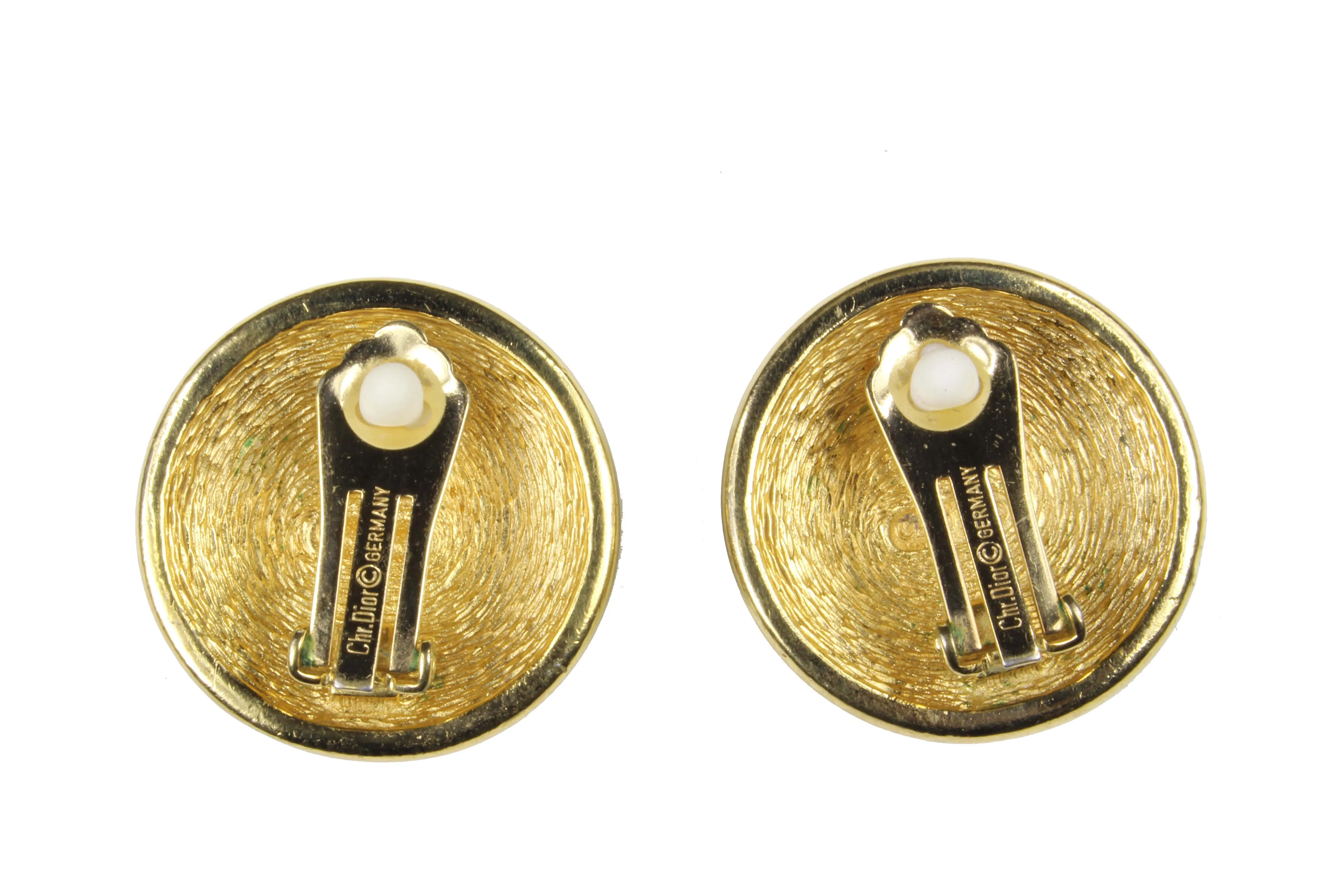 CHRISTIAN DIOR circular logo earrings