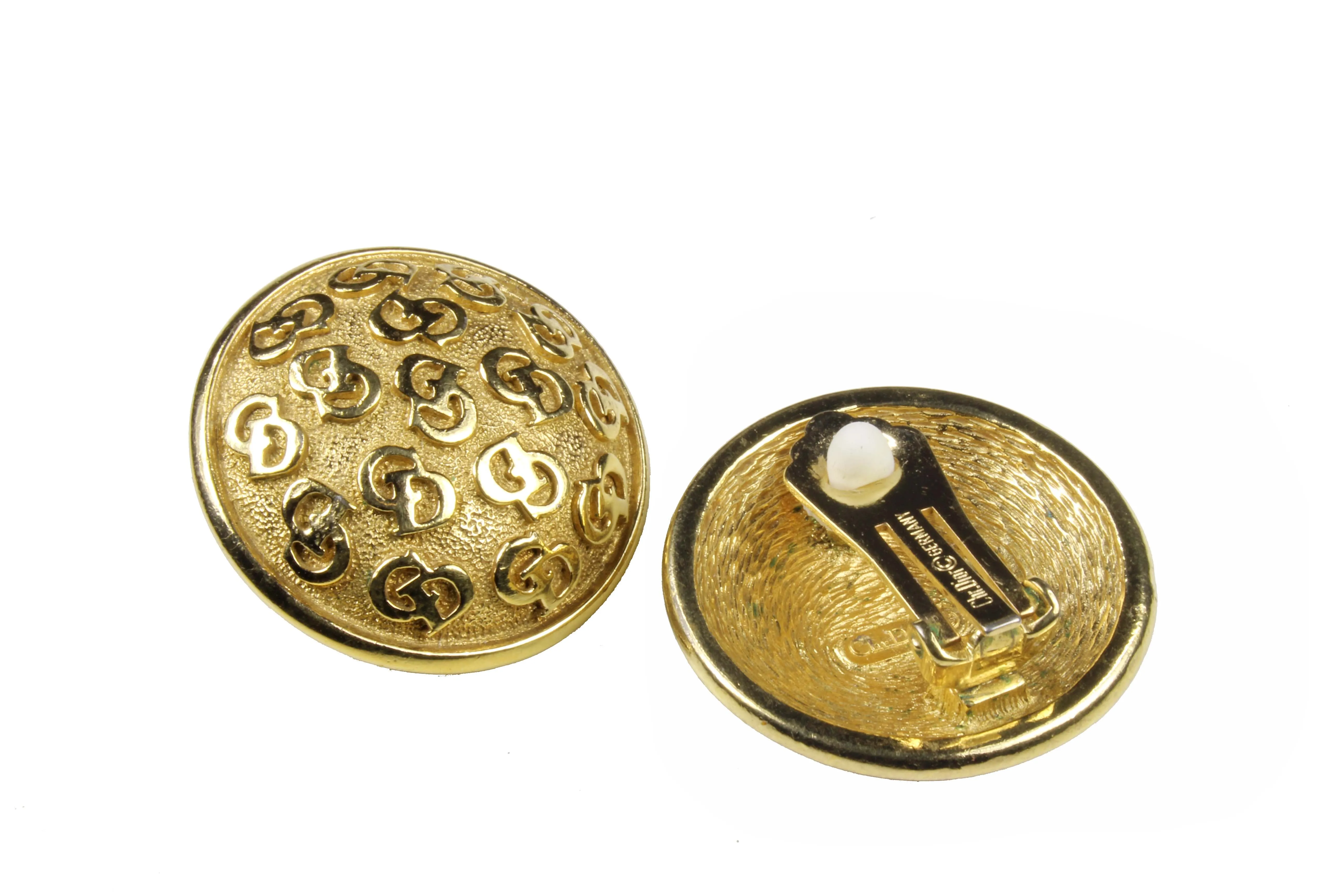 CHRISTIAN DIOR circular logo earrings