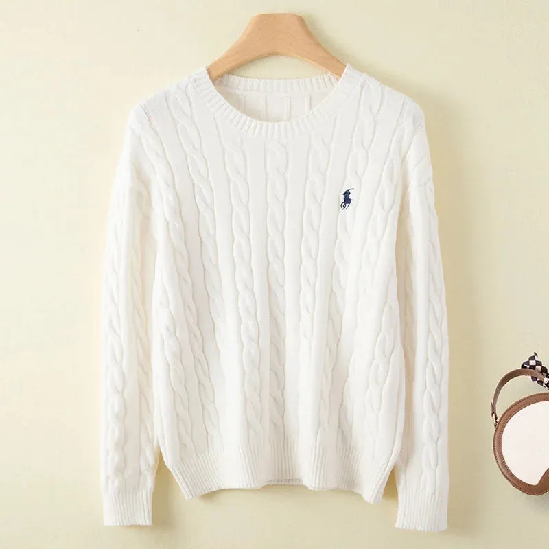 Couple's boutique high-end embroidered knitted women's cashmere sweater round neck men's pullover long sleeved new cashmere swea