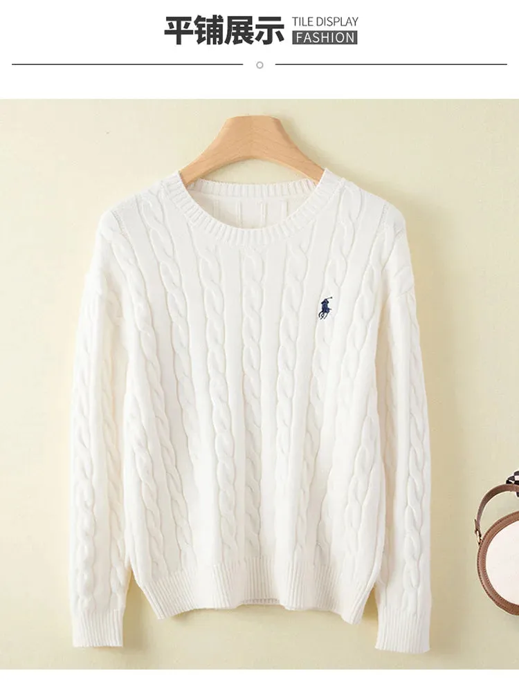 Couple's boutique high-end embroidered knitted women's cashmere sweater round neck men's pullover long sleeved new cashmere swea