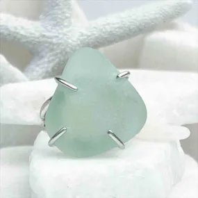 Dramatic, Large Seafoam Sea Glass Ring in Sterling Silver Size 10 | #1812