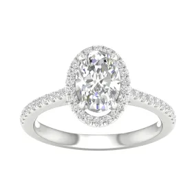 Engagement Ring Oval Cut with Halo and Side Diamonds