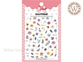 Floral Spring Adhesive Nail Art Sticker - 1 pc (HY-702)