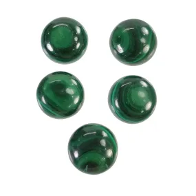 GREEN MALACHITE Gemstone CABOCHON : 109.30cts Natural Untreated Bi-Color Malachite Round Shape 14*14.5mm 5pcs