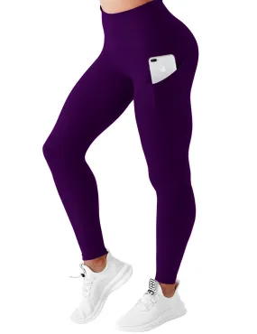 High Waist Side Pockets yogastudio Pants eggplantpurple_yogastudio