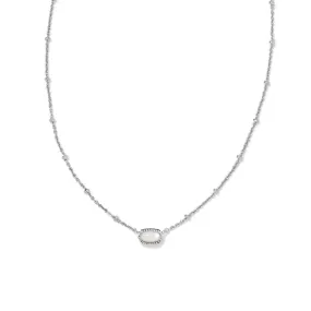 Kendra Scott Mini Elisa Pendant Necklace - Rhodium Ivory Mother of Pearl