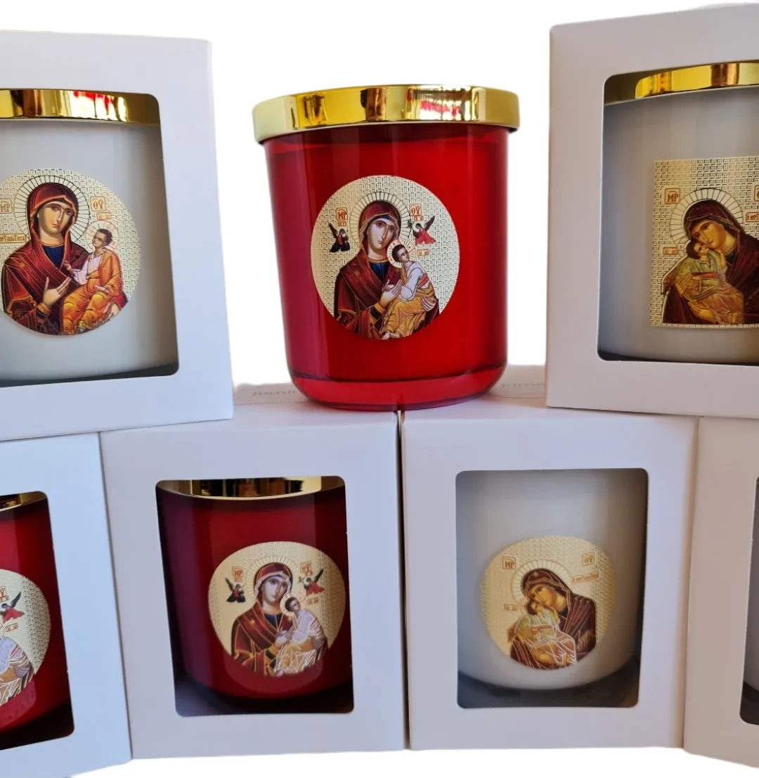 Livani soy wax candles Panayia icon WHITE