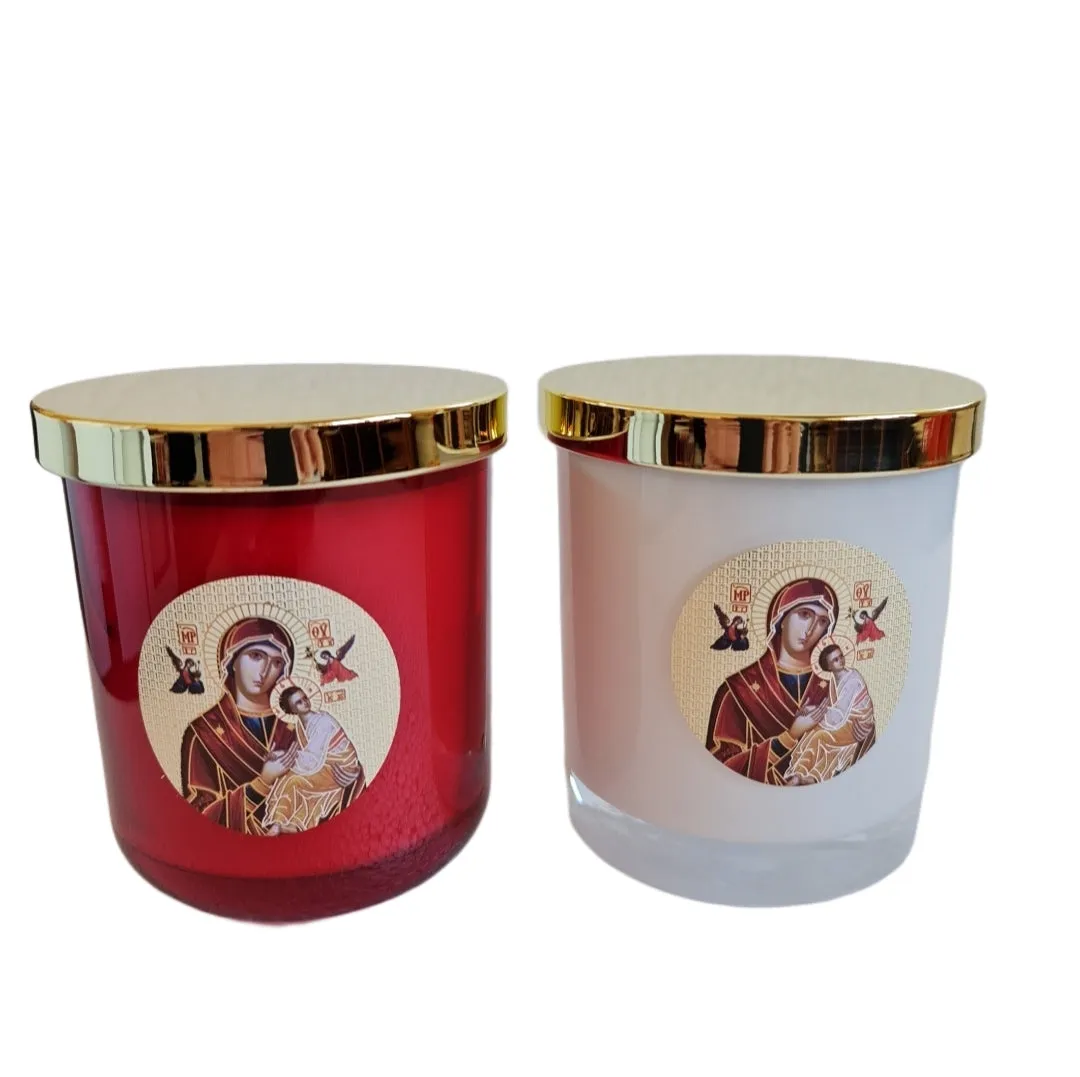 Livani soy wax candles Panayia icon WHITE