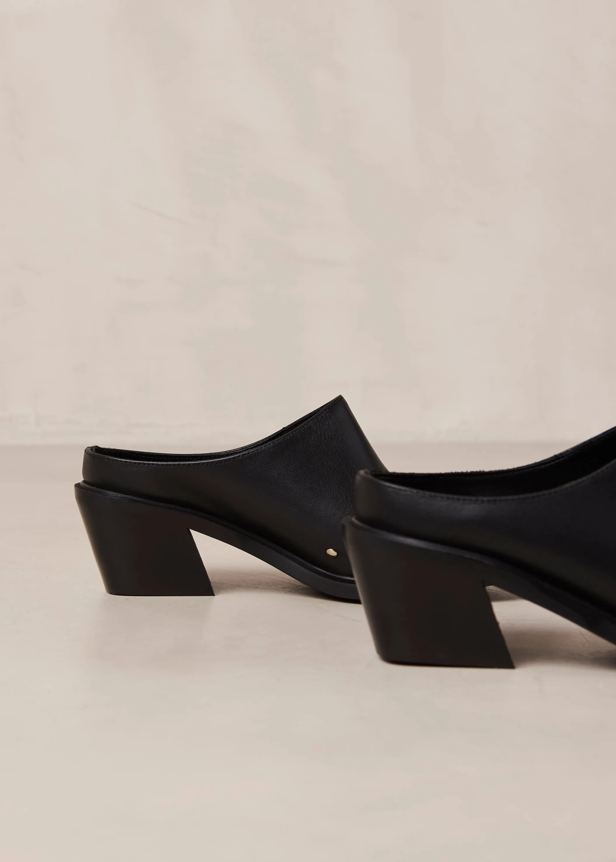 Lorenzo Black Leather Mules