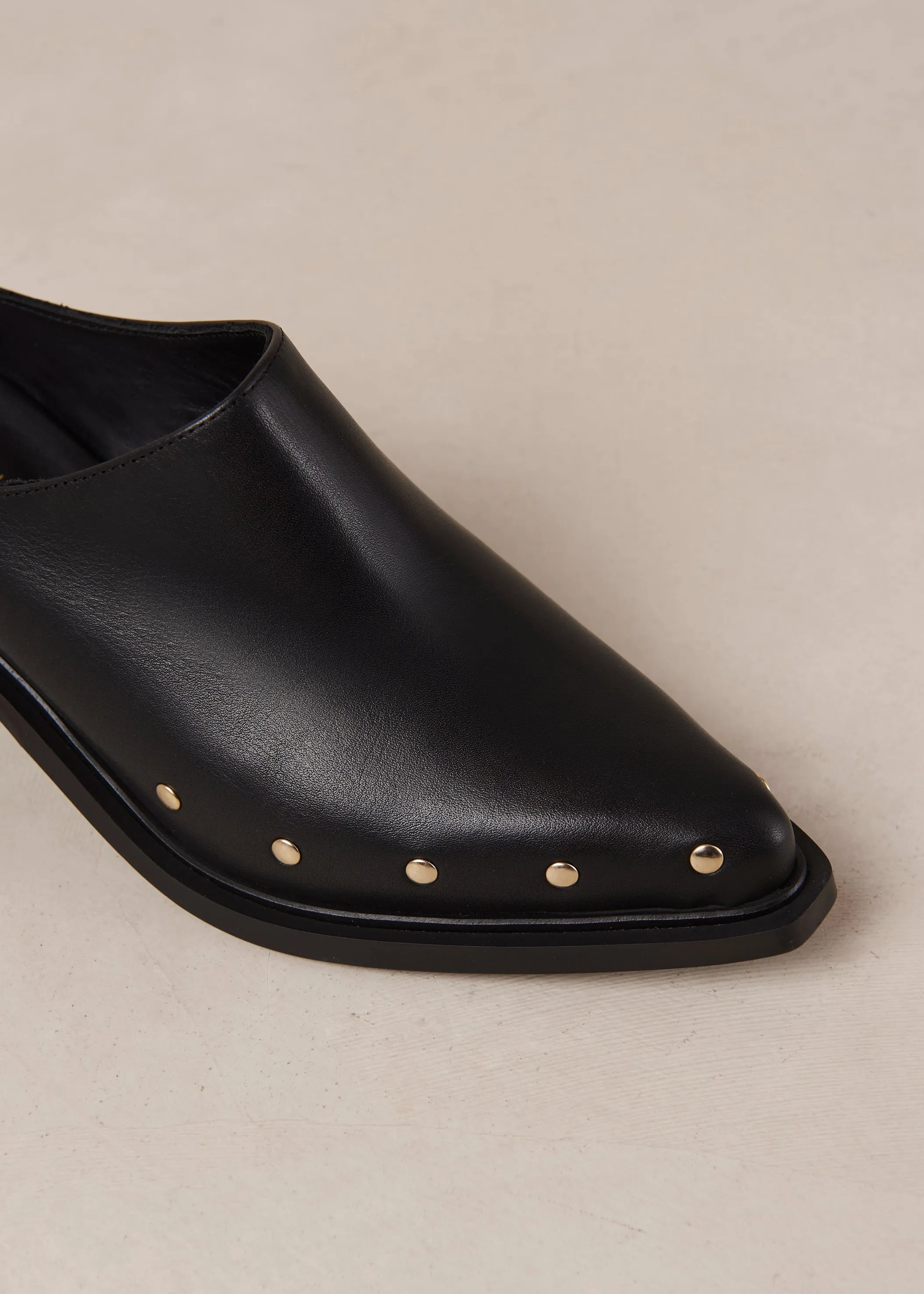 Lorenzo Black Leather Mules