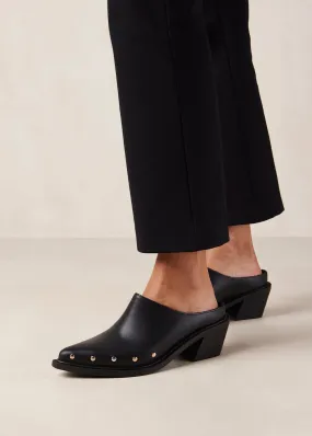 Lorenzo Black Leather Mules