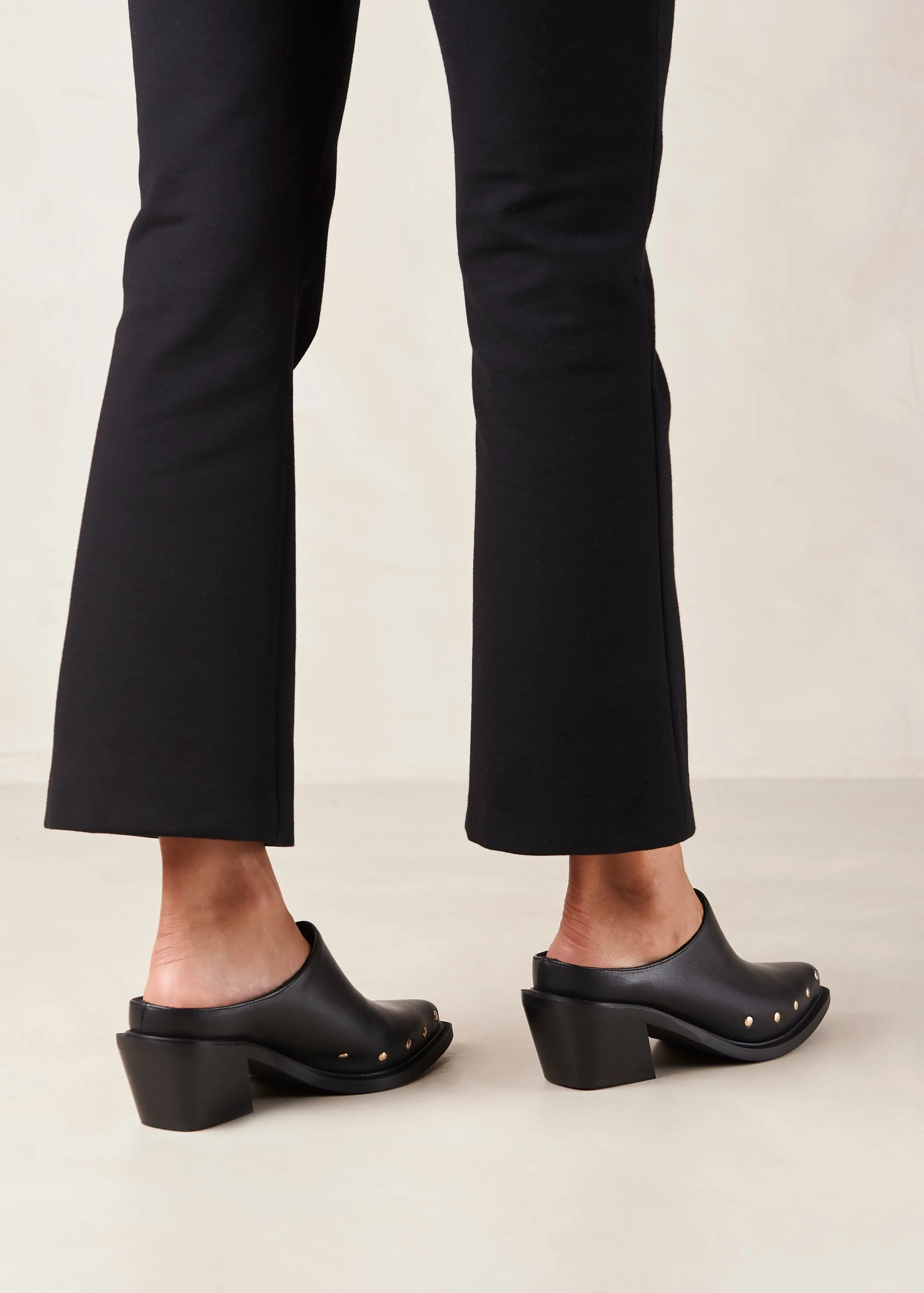 Lorenzo Black Leather Mules