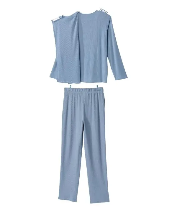 Men's Knit Pajama Set With Back Overlap Top & Pull-on Pant