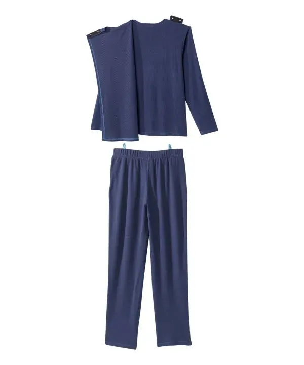 Men's Knit Pajama Set With Back Overlap Top & Pull-on Pant