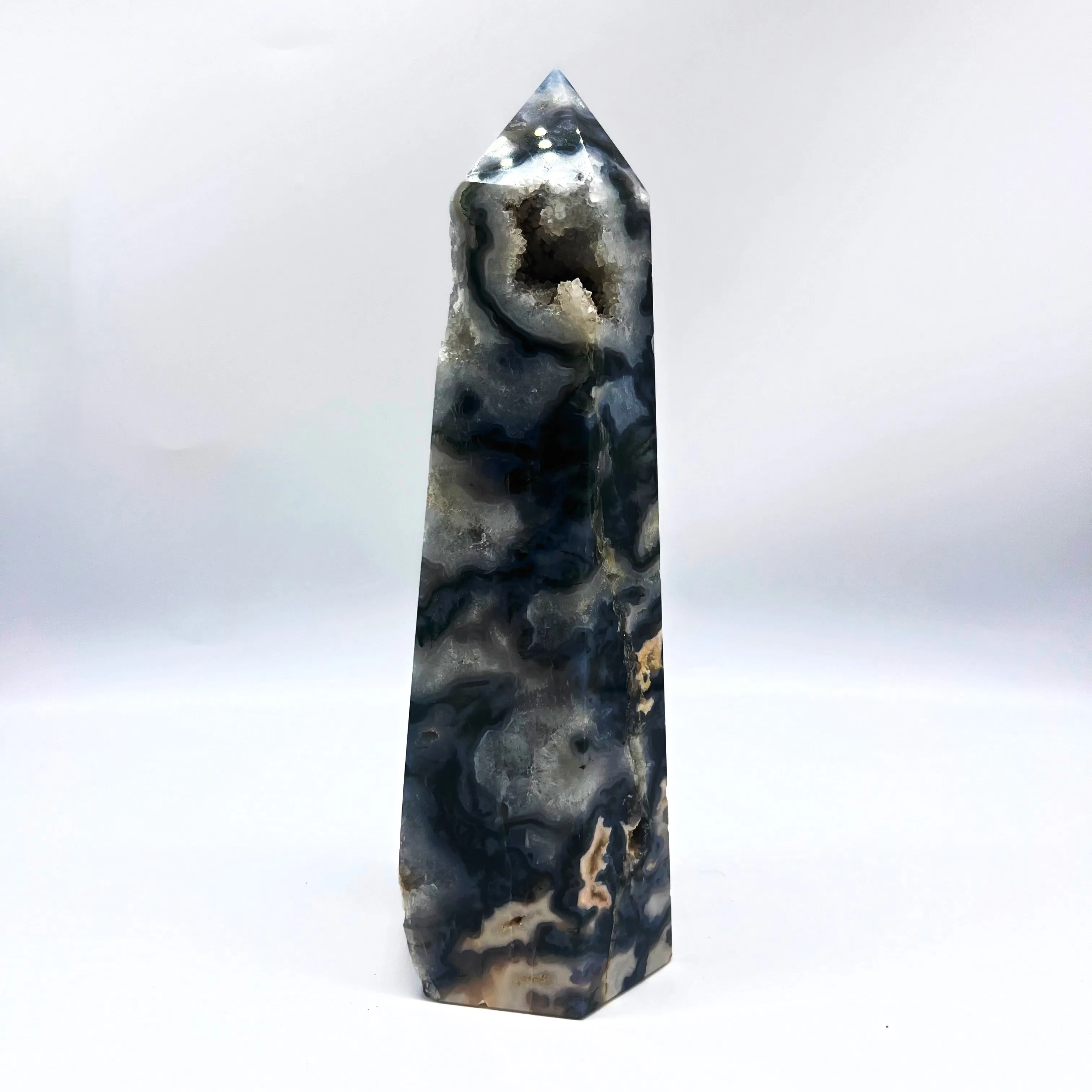 Moss Agate Tower Natural Elegance in Stone