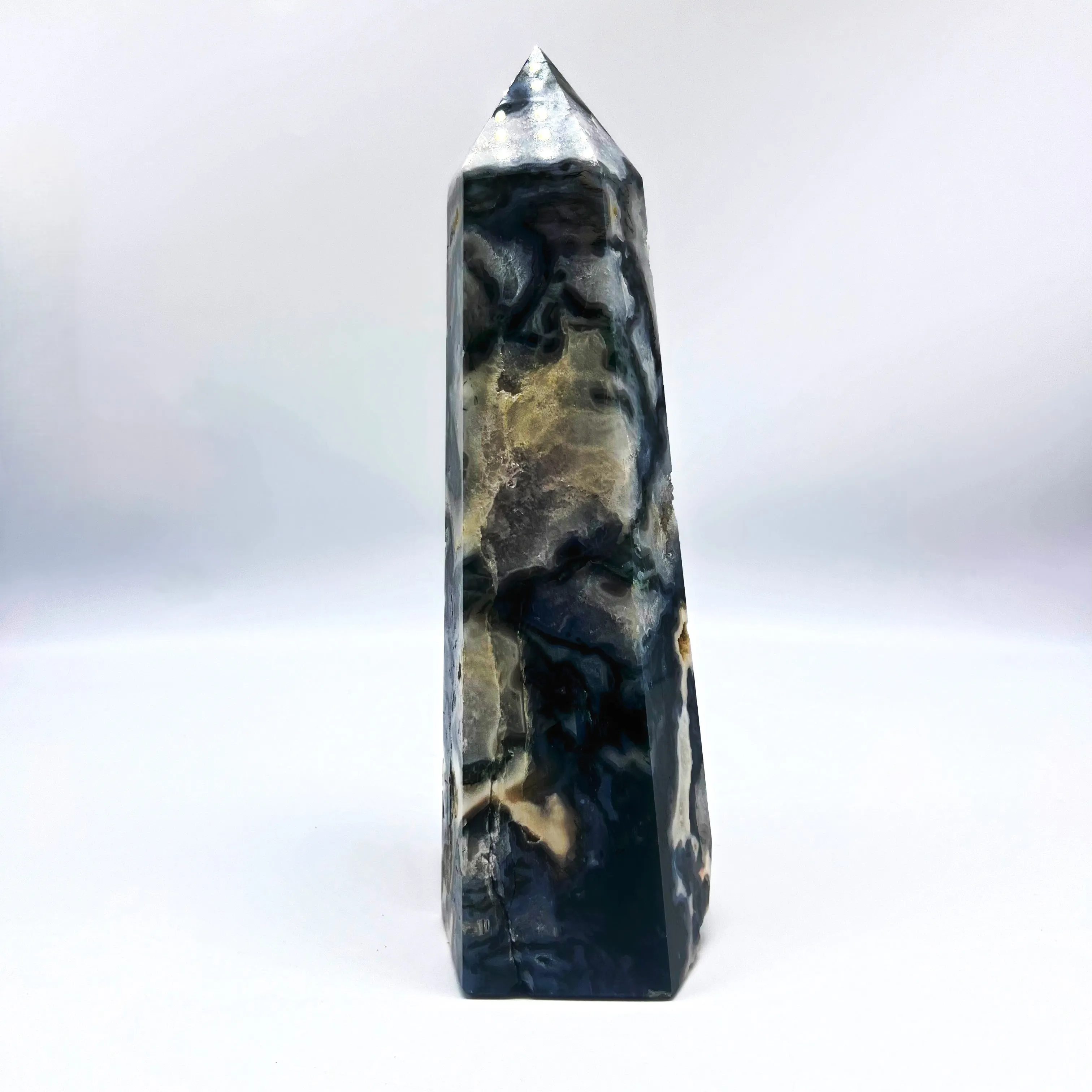 Moss Agate Tower Natural Elegance in Stone