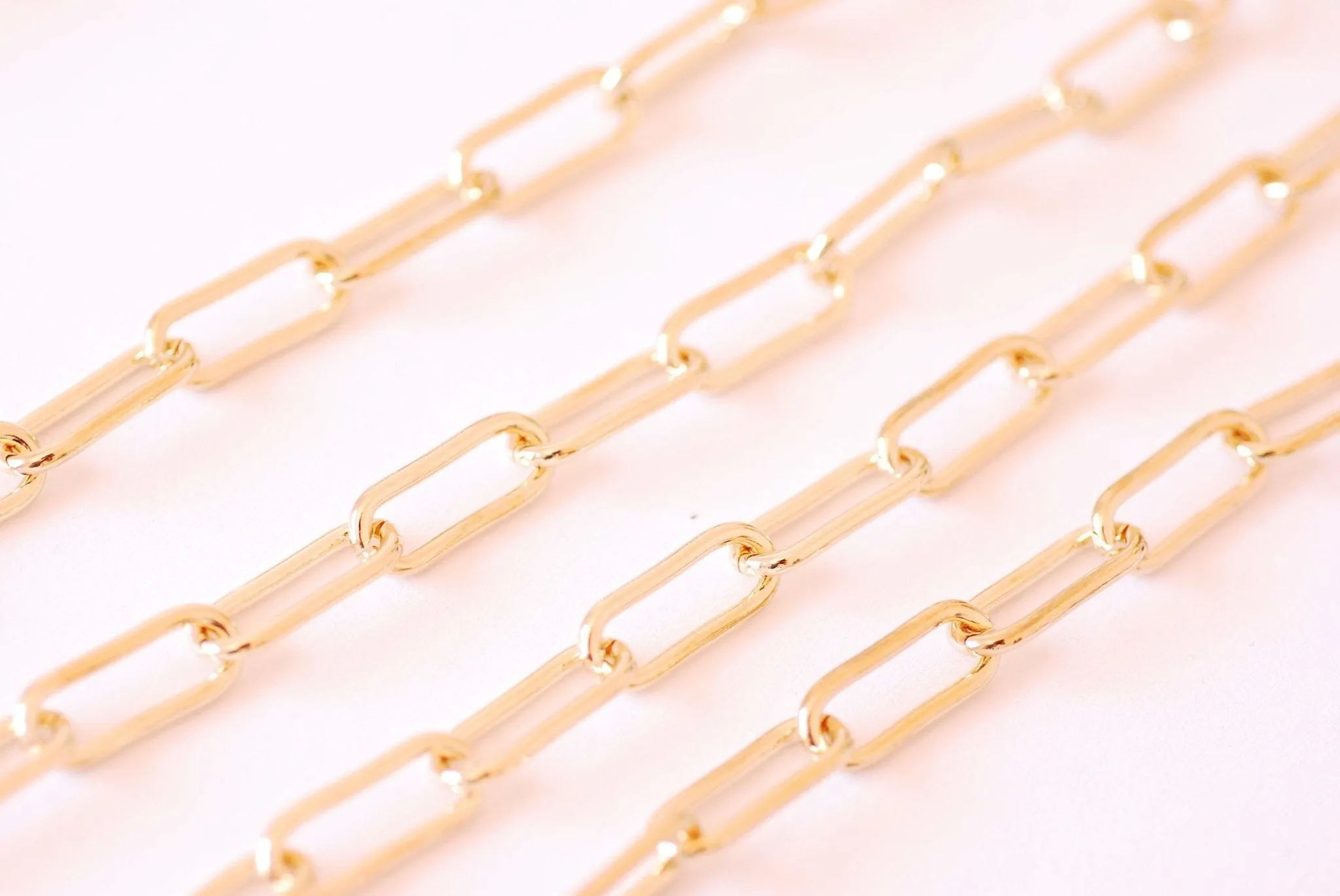 Paper Clip Chain - 16k Gold plated Alloy Chain Elongated Drawn Chain 20x8.5x2mm Cable Cuban Chain Unfinished Link Chain Paper Clip B273