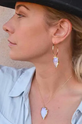 Purity Opalite Arrowhead Gold Hoop & Necklace Set