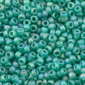 Seed Beads-11/0 Round-147FR Matte Transparent Emerald AB-Miyuki-16 Grams