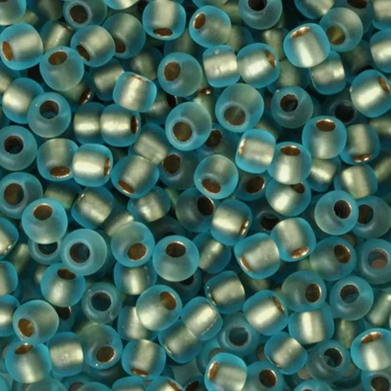 Seed Beads-11/0 Round-995F Gold-Lined Frosted Aqua-Toho-16 Grams