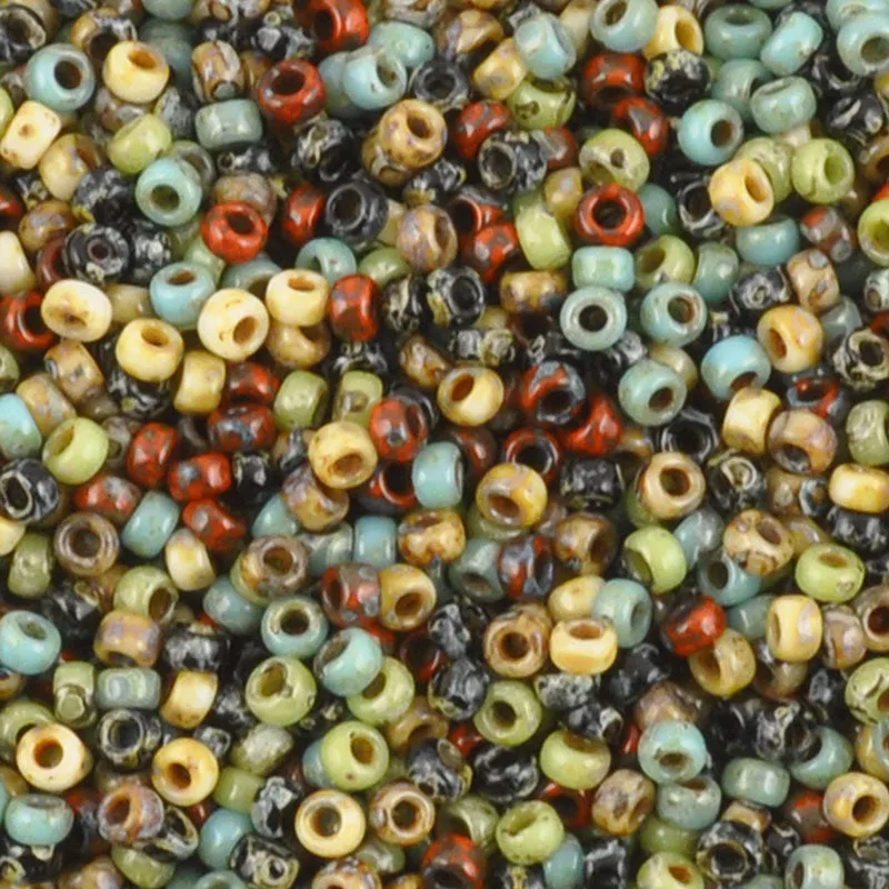 Seed Beads-15/0 Round-011 Hybrid Mix Opaque Picasso-Miyuki-7 Grams