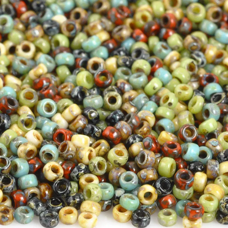 Seed Beads-15/0 Round-011 Hybrid Mix Opaque Picasso-Miyuki-7 Grams