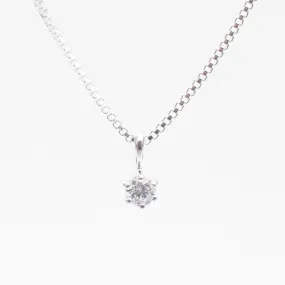 Silver Round Claw Set Cubic Zirconia Necklace