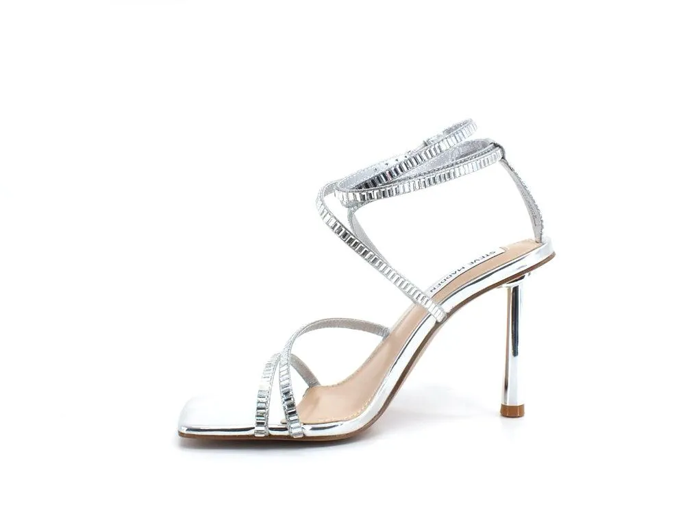 STEVE MADDEN Elegance Sandalo Tacco Gladiator Argento Silver ELEG02S1